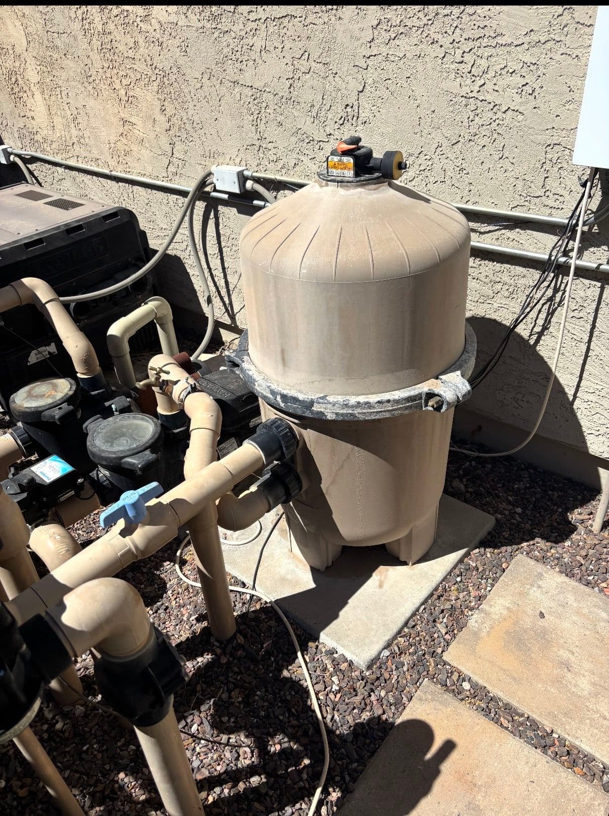 New Pool Filter Install With Painted and Labeled Equipment image